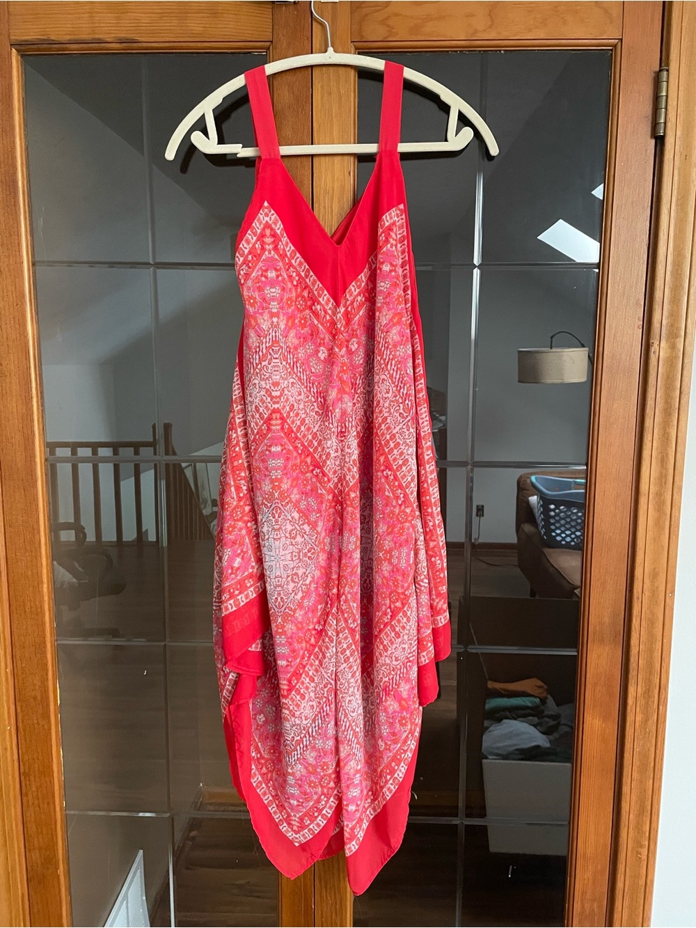 My Michelle Red and Pink Handkerchief Hem Sundress